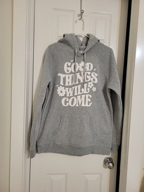 Ardene Light Grey Hooded Sweatshirt Size L